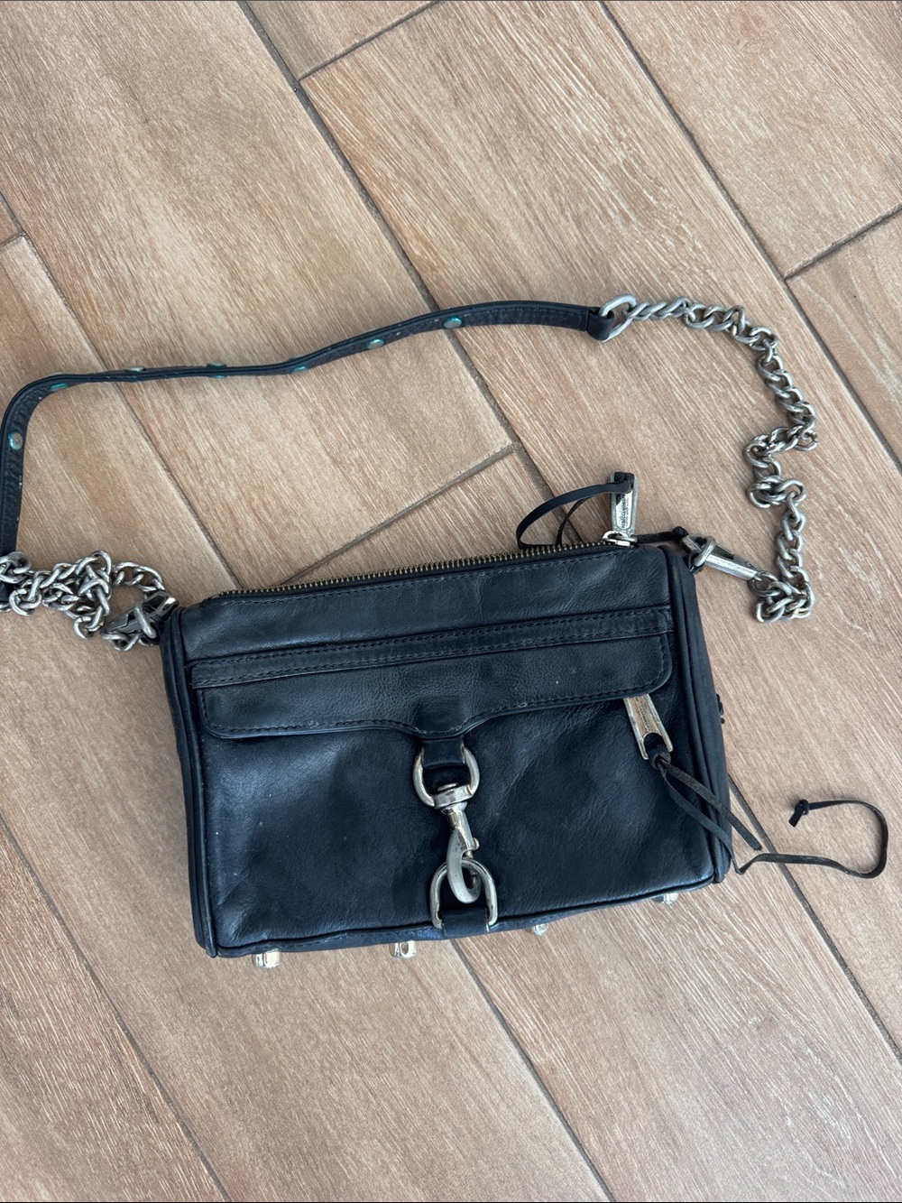 Rebecca Minkoff Beige and Olive Lined Handbag Interior